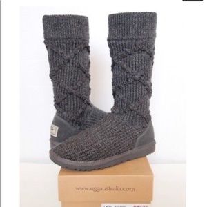 UGG Classic grey argyle knit boots
